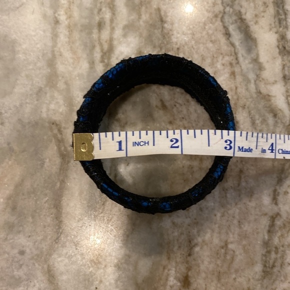 Blue cuff bracelet with black lace overlay - Picture 3 of 6